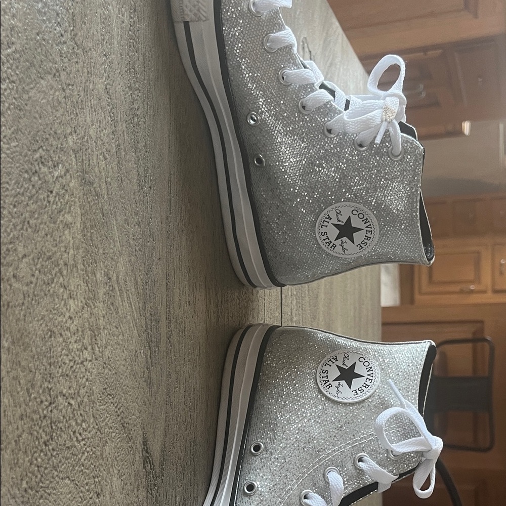 Converse Kids Silver Glitter High-Top Sneakers